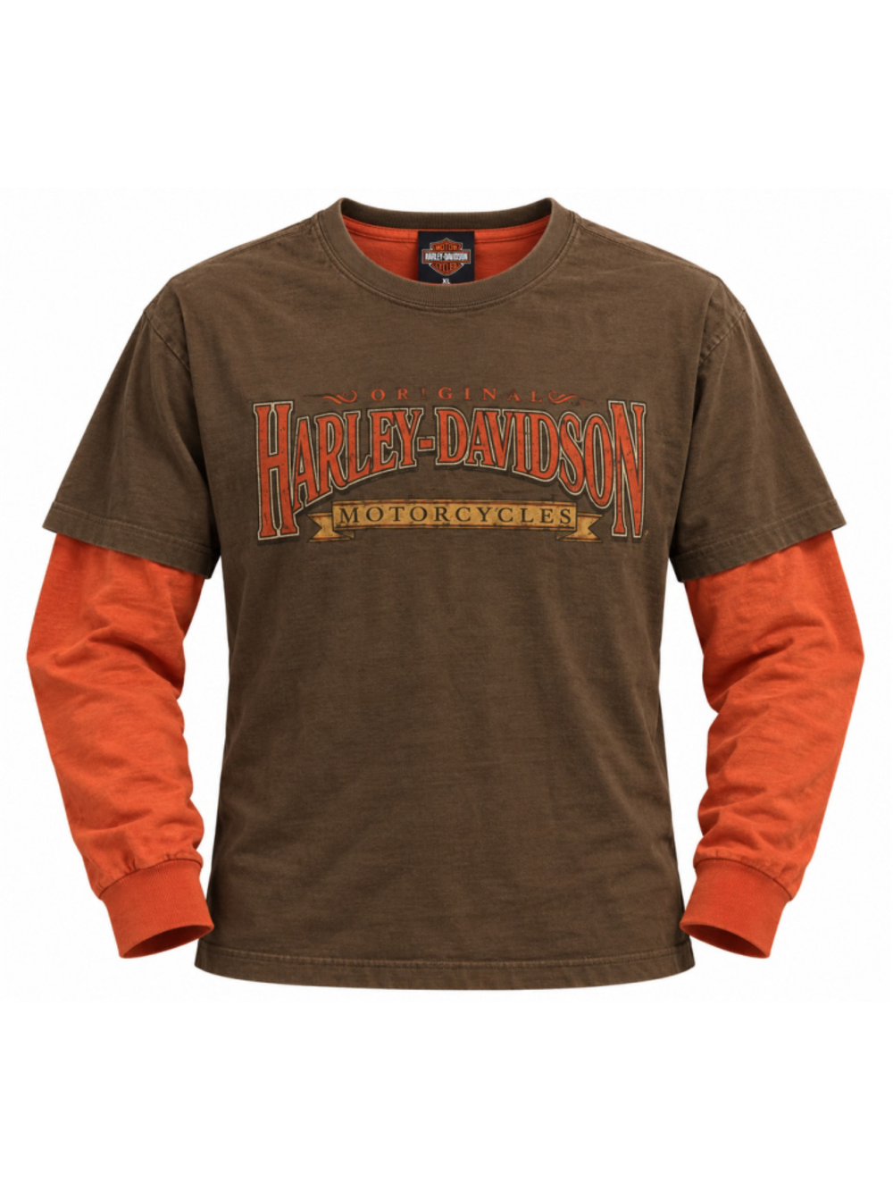 Men's Harley-Davidson Long Sleeve Tee XL Brown Orange
404